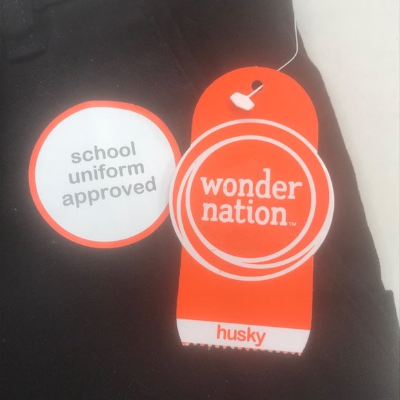 Wonder Nation Boy's Size 10 Husky Adjustable Waist Flat Front Short Black New - Picture 3 of 13